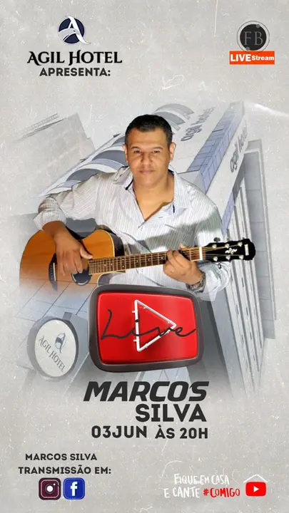 Cartaz da live com o cantor Marcos Silva